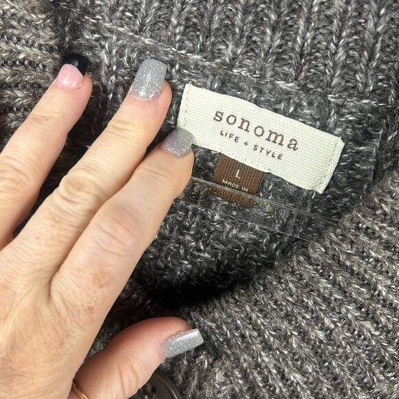 Sonoma Short Sleeve Button Up Sweater Cardigan Pockets Size Medium Boho Cottage - Picture 7 of 9